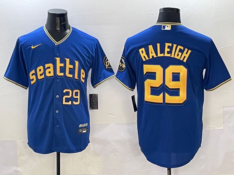 Men Seattle Mariners 29 Raleigh Blue City Edition 2025 Nike MLB Jersey style 2